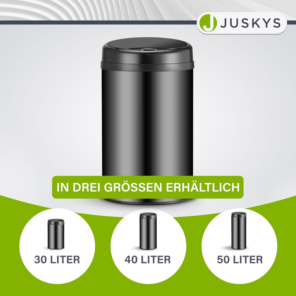 Juskys poubelle automatique avec capteur de 30 L - poubelle électrique, détecteur de mouvement, couvercle automatique, étanche, bague de serrage, cuisine - noir : Cuisine et Maison