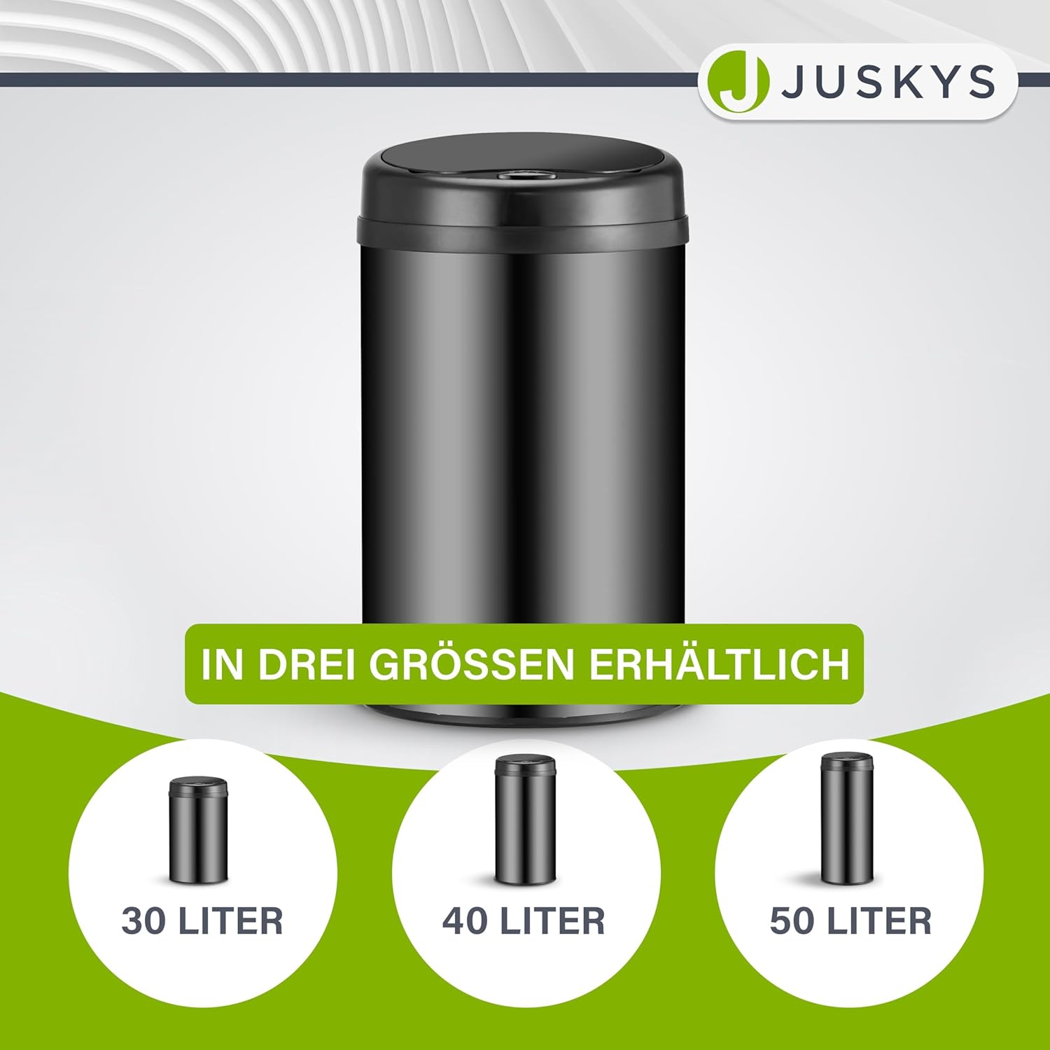 Juskys poubelle automatique avec capteur de 30 L - poubelle électrique, détecteur de mouvement, couvercle automatique, étanche, bague de serrage, cuisine - noir : Cuisine et Maison