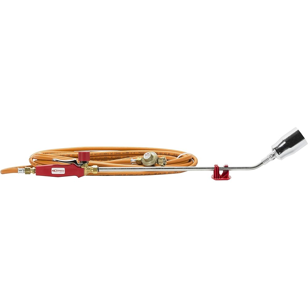 Chalumeau - Décapeur Thermique - Chalumeau Soudure - Chalumeau Oxygène - Lampe à Souder - Pack avec 1 Brûleur Acier 100 kW + 1 Col de 500 mm + 1 Manche + 10 m de Tuyau 963/10 + 1 Détendeur - EXPRESS : Bricolage
