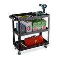 Relaxdays Chariot d'atelier, 3 Niveaux, Charge maximale : env. 100 kg, H x L x P : 76 x 78 x 35 cm, Noir : Bricolage