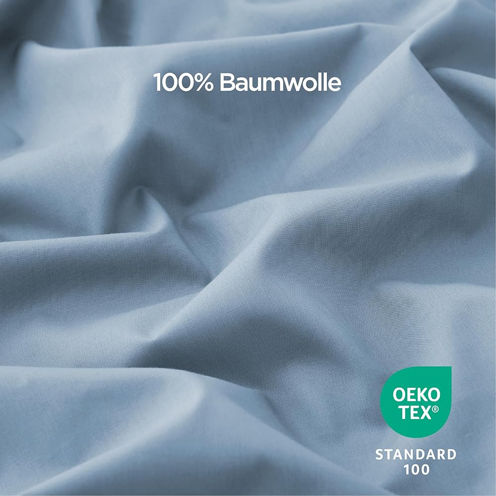 BEDSURE Parure de lit 220 x 240 cm - En coton - Gris-bleu - Parure de lit 3 pièces - Housse de couette 220 x 240 cm - 2 taies d'oreiller 80 x 80 cm - Certifié Oeko-TEX - Bleu avec fermeture éclair : Cuisine et Maison
