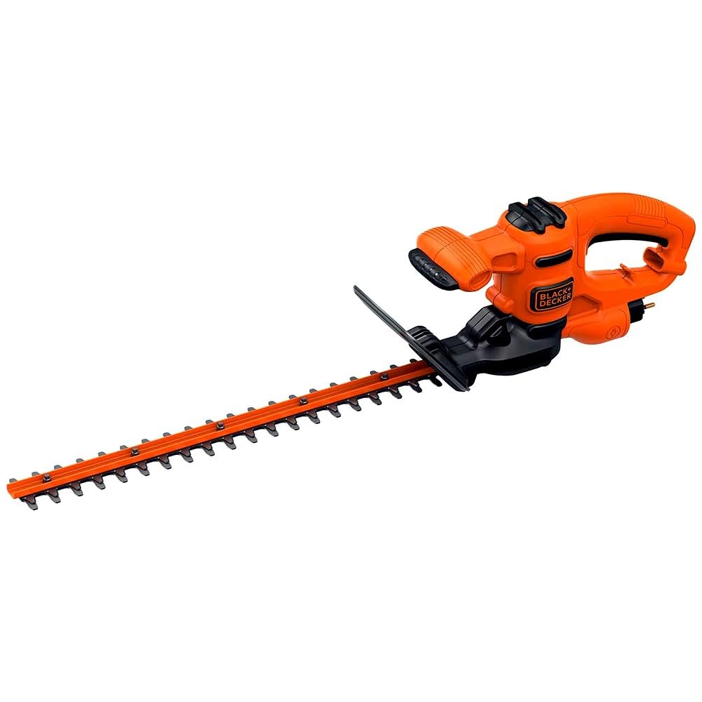 BLACK+DECKER Taille-Haies Filaire 420 W, Taille-Haies Electrique 45 cm avec 2 Poignées et Garde, Lame Asymétrique, Ecartement 16 mm, Robuste et Léger, BEHT201-QS Noir : Jardin