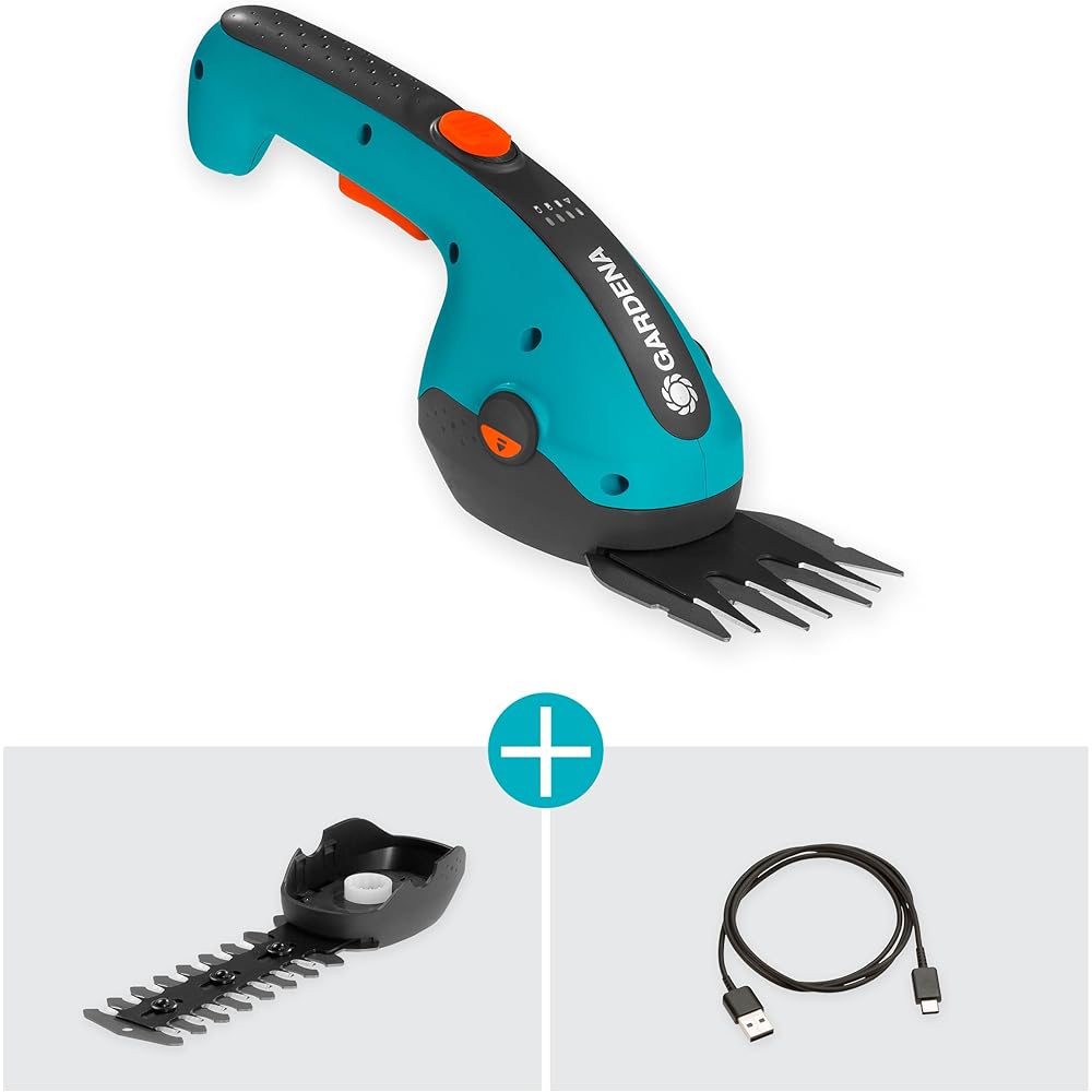 Gardena cisailles à Gazon et arbustes sans Fil ClassicCut Li: cisaille à Gazon et Coupe-arbustes, poignée Confortable avec indicateur d'état de Charge LED, Changement de Lame sans Outils (9885-20) : Jardin