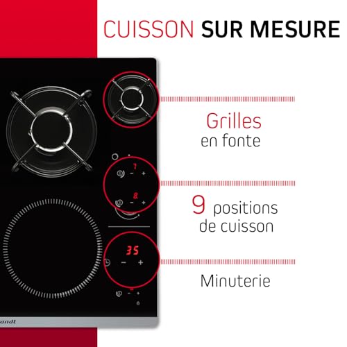 Brandt BPI6413BM Table de cuisson mixte induction/gaz