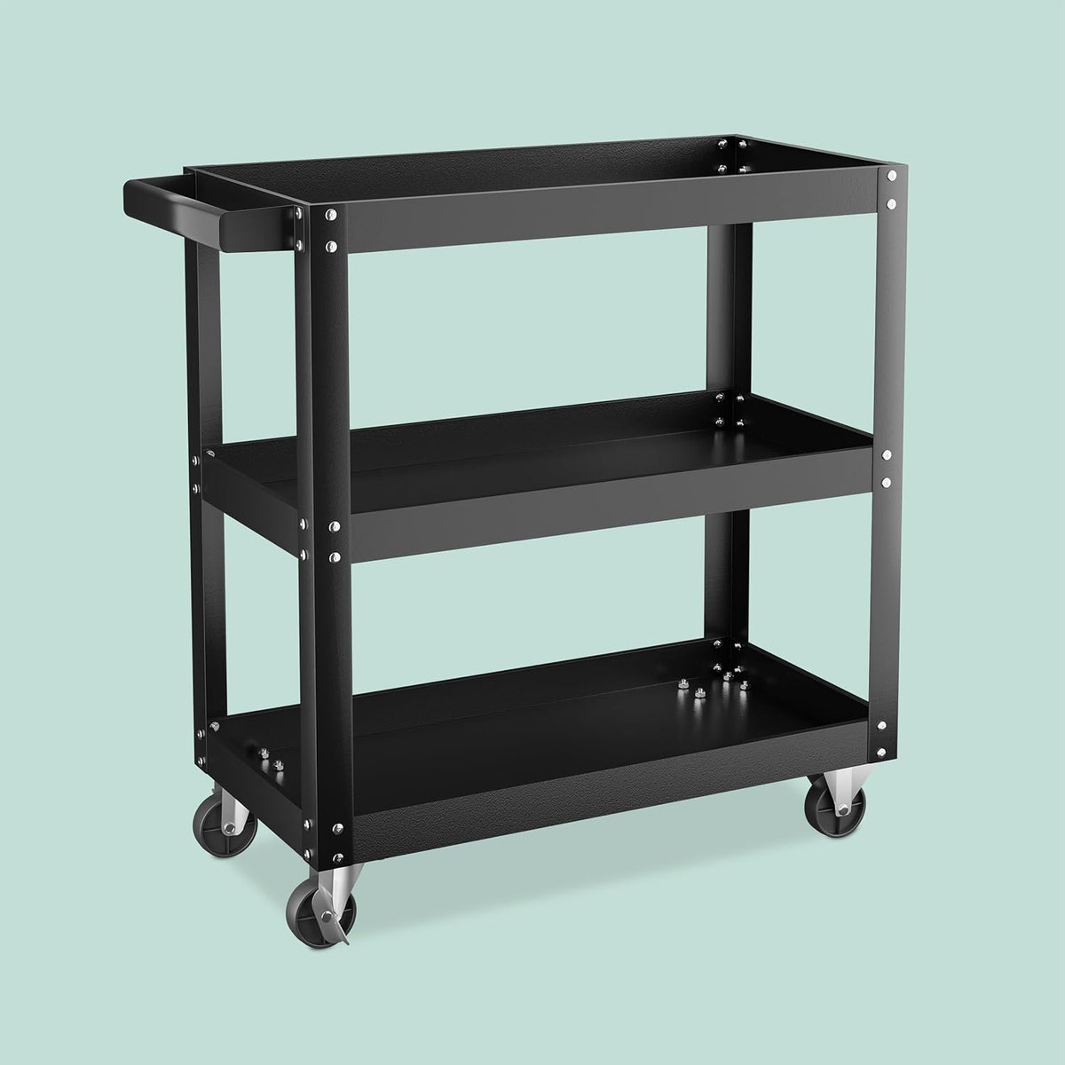 Relaxdays Chariot d'atelier, 3 Niveaux, Charge maximale : env. 100 kg, H x L x P : 76 x 78 x 35 cm, Noir : Bricolage