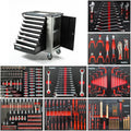 Mephisto Servante à outils XXL avec 8 tiroirs, dont 8 avec outils tels que clé, cliquet avec boîte à noix, tournevis, etc. dans des incrustations souples en aspect carbone : Bricolage