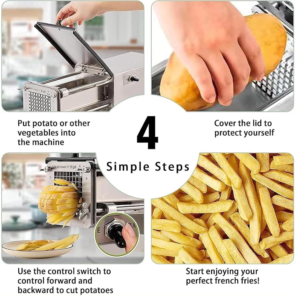 MOLVUS Coupe-frites électrique avec lame en acier inoxydable 10 mm