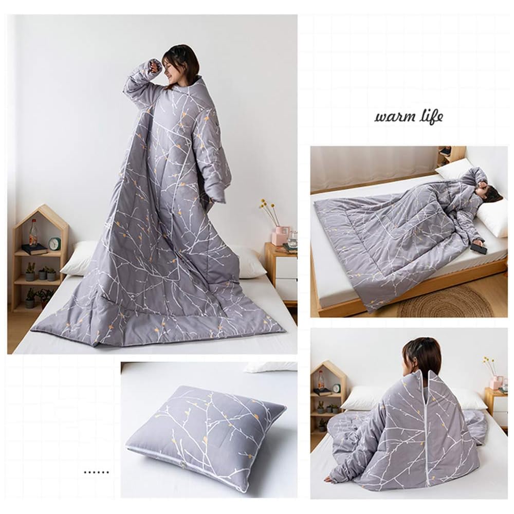 VOCD Couverture avec Manches, Couette Chaude Et Polyvalente avec Oreiller Paresseux, Couverture De Couette Épaisse Lavée d'hiver, Super Doux, Jeté Portable en Peluche pour Canapé, Sieste : Cuisine et Maison