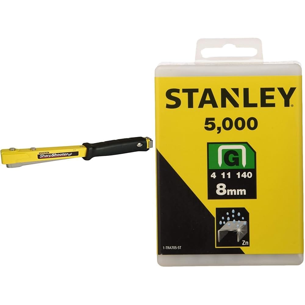 Stanley HAMMER TACKER + Stanley 1-TRA705-5T Lot de 5000 agrafes robustes de type G 8 mm : Bricolage