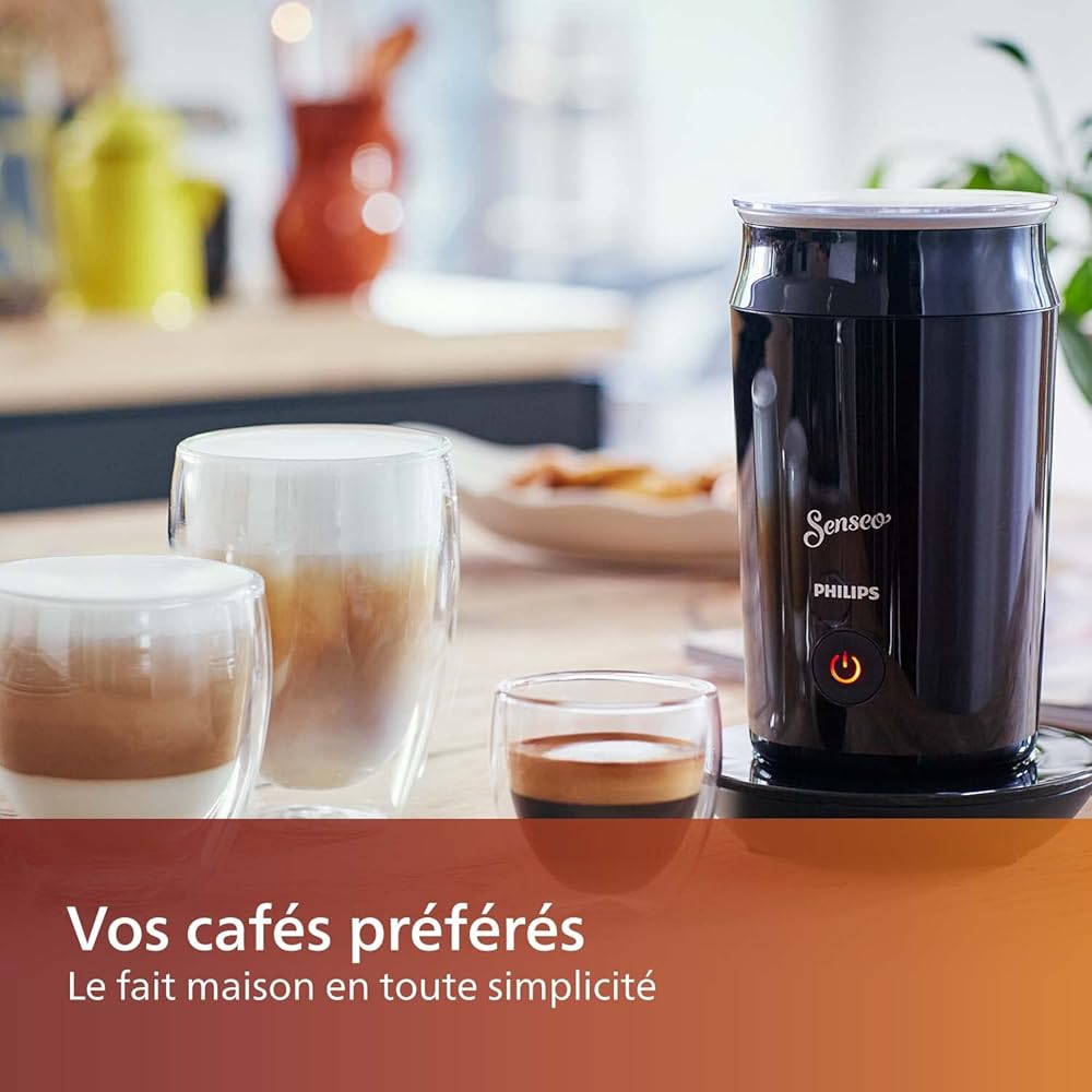 Philips SENSEO Ⓡ Milk Twister - Mousseur à Lait Chaud et Froid, pour 2 Cappucinos, Revêtement Antiadhésif, Noir (CA6500/60) : Cuisine et Maison