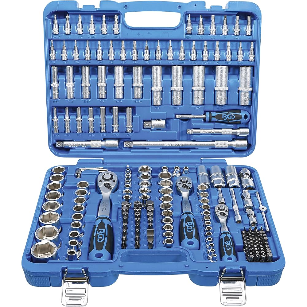 BGS 2245 | Coffret de Douilles six pans | 6,3 mm (1/4") / 10 mm (3/8") / 12,5 mm (1/2") | 192 pièces & BGS 799 | Jeu de clés allen | six pans intérieurs à tête sphérique| 1/16" - 3/8" | 9 pièces : Bricolage
