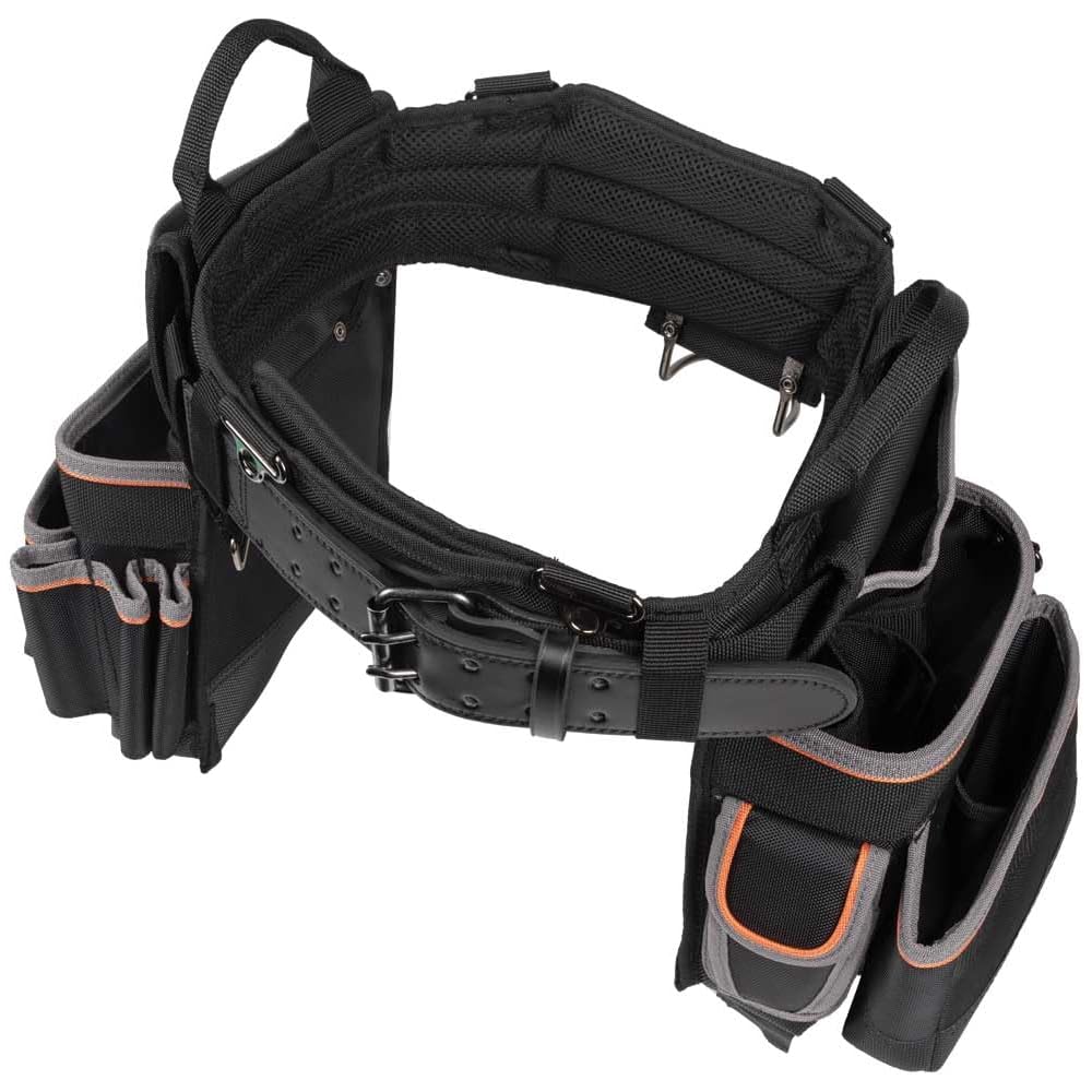 Klein Tools Tradesman Pro 55428 Ceinture à outils rembourrée et pochette à outils pour un confort et une durabilité longue durée Taille L : Bricolage