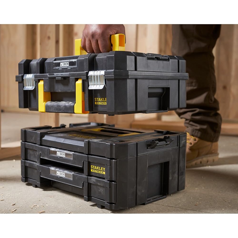 Stanley FMST1-71981 Kit 2 Mallettes Modulable Tstak/Pro-Stack Gamme FATMAX - 21.5L - Corps en Polypropylène - Larges Attaches Métalliques Anti-Corrosion - Cadenassable : Bricolage