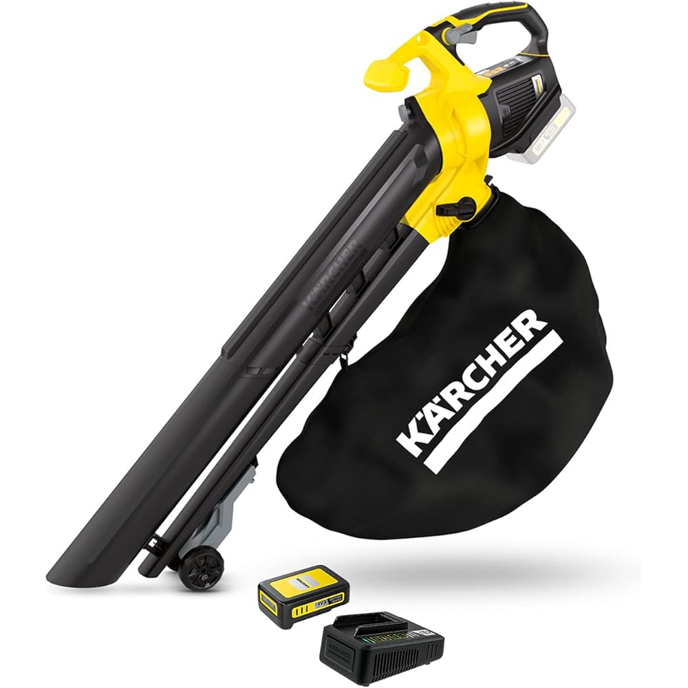 Kärcher 1.444-100.0 Souffleur aspirateur BLV 18-200 (sans Batterie Amovible) + Set Batterie Power 18V / 5 Ah et Chargeur Rapide : Jardin