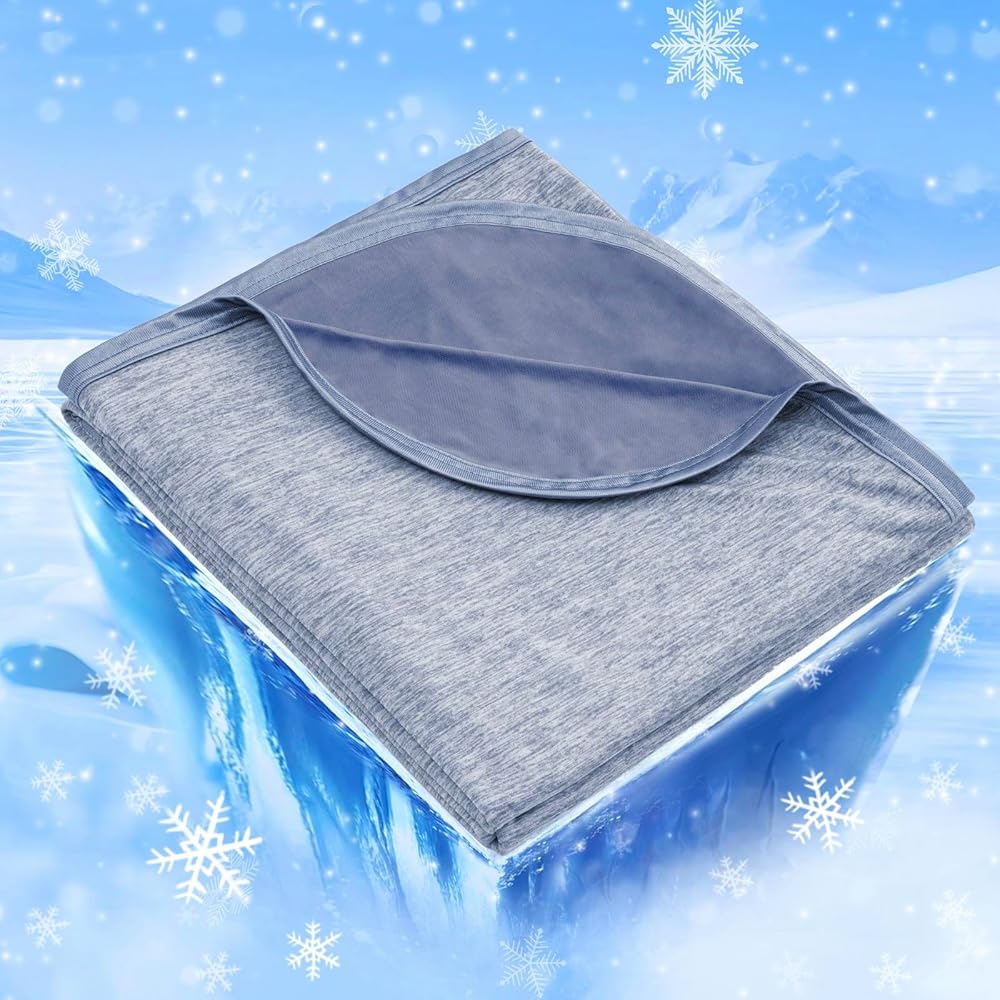 IKALIFE Couverture Rafraichissante D'été Adulte - 2 en 1 Couverture Ete Légère Q-Max > 0,5 Couverture été Rafraîchissante Couette D'été Plaid Ete pour Canape Cooling Blanket, Bleu 200 x 220 cm : Cuisine et Maison