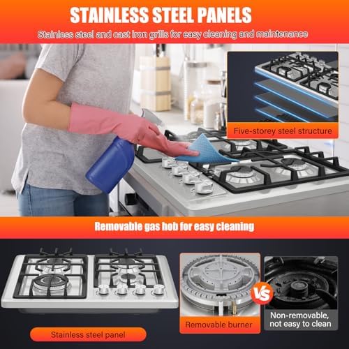 Plaque de cuisson gaz 4 feux inox encastrable