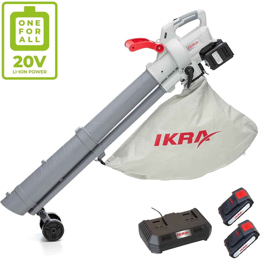 IKRA aspirateur souffleur de Feuilles à Batterie 3en1 IALS 2-20 INCL. 2X Batterie & Double Chargeur Rapide : Jardin
