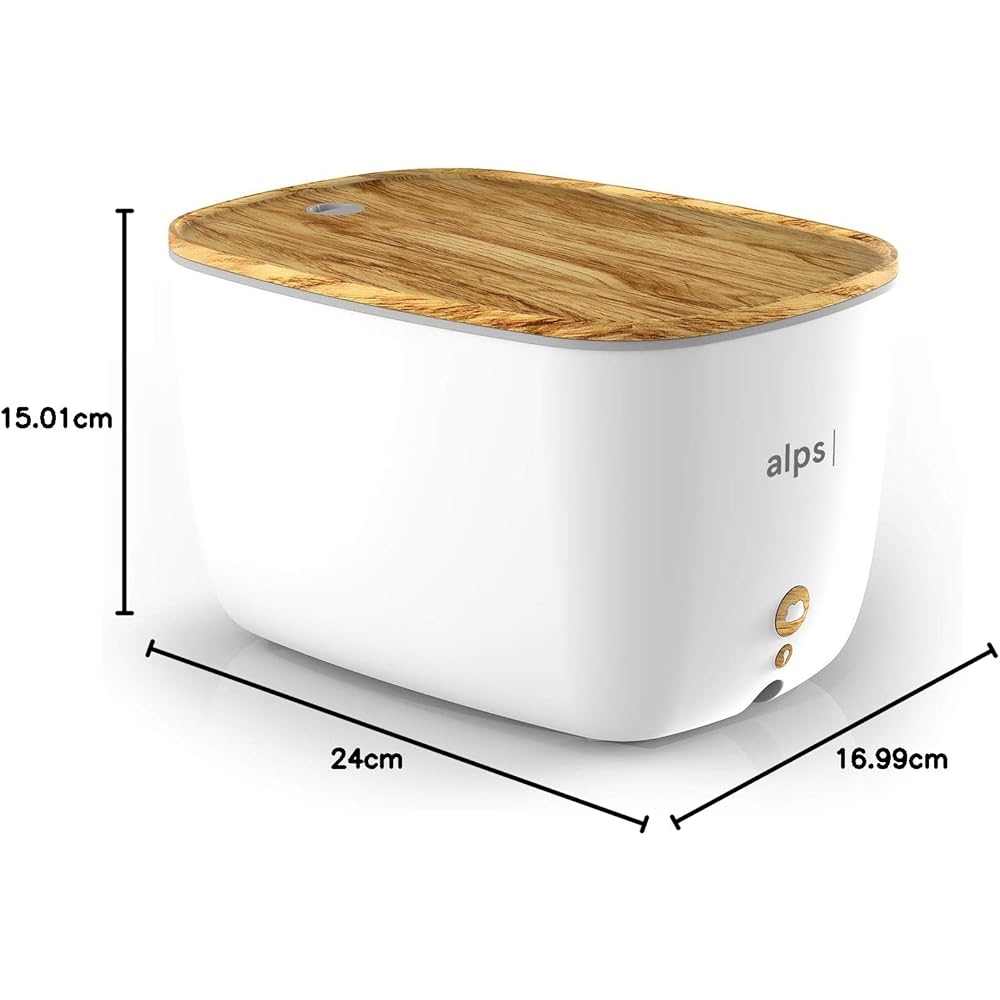 Alps Technologies | Alps H2O - Humidificateur d'air ultrasonique | Diffuseur d'huiles essentielles | Haute capacité 1.6L | Belle Finition | Lumière d'ambiance 14 Couleurs | Marque Française : Hygiène et Santé