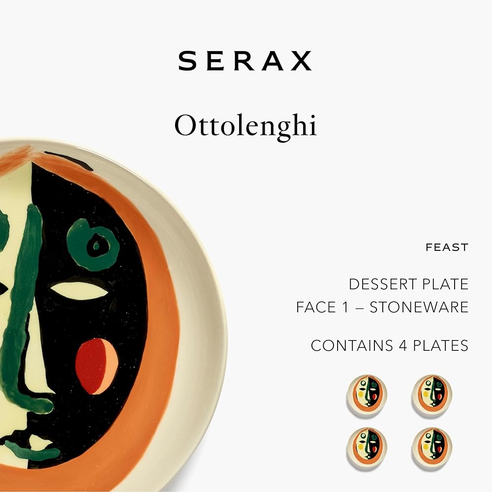 Assiette à Petit-Déjeuner Serax | Vaisselle Feast par Ottolenghi | 4 Assiettes à Dessert | Service de Table en Grès aux Couleurs Assorties | Vaisselle pour Dîner à la Maison, Fête, Noël : Cuisine et Maison