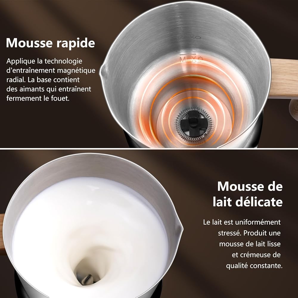 AMZCHEF 8 EN 1 Mousseur à Lait Multifonctionnel 550 Watts, Chauffe Lait Avec Tasse en Fendue de 600 ml pour Lait Chaud et Froid, Lait au Chocolat, Aliments pour Bébés à Base de Produits Laitiers : Cuisine et Maison