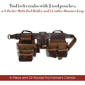 Style n Craft Combinaison de cadre professionnel 4 pièces et 22 poches, ceinture à outils avec 2 pochettes à outils, un porte-outils multifonction à 4 poches et 1 boucle pour marteau en cuir, ceinture : Cuisine et Maison