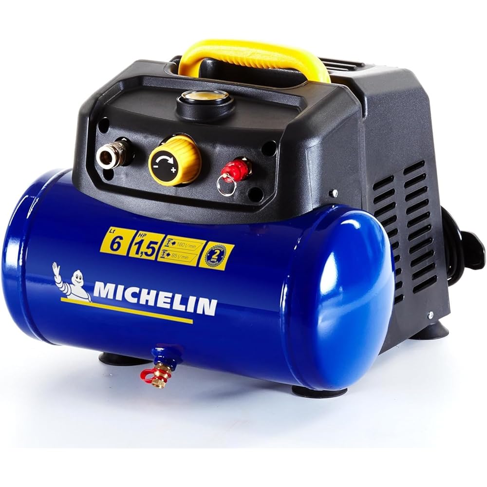 MICHELIN MBL6 Compresseur d'air portable cuve 6 L 1,5 CV avec kit d'accessoires et tuyau 5 m