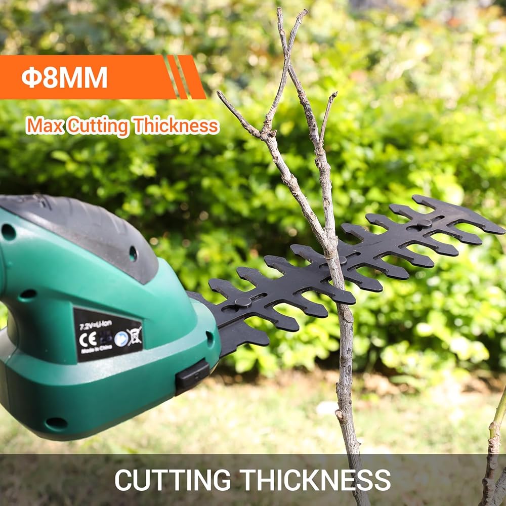 Coupe Bordure sans Fil, Cisaille à Gazon avec Batterie 7.2V et Chargeur, Taille Haies sans Fil, Tondeuse à Gazon, Manche Long Télescopique Détachable, pour Couper Gazon/Buisson/Haie,Vert foncé : Jardin
