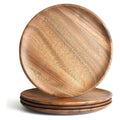 AOOSY Lot de 4 assiettes rondes en bois d'acacia, plateau de service ou plats de service entièrement naturels pour décoration de table, 25 cm, cadeau de pendaison de crémaillère : Cuisine et Maison