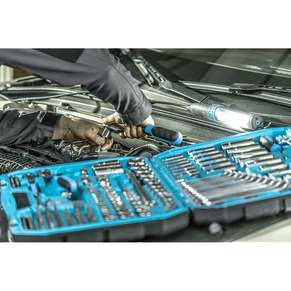 Högert Technik - Kit d'outils I Clé à douille, embouts et accessoires I Acier allié Cr-V de haute qualité I Forgé I Mécanisme à cliquet avec 72 cliquets de verrouillage I HT1R444-222 pièces : Bricolage