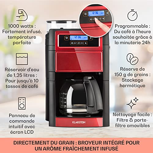 Klarstein Cafetière à grain avec broyeur 1000W