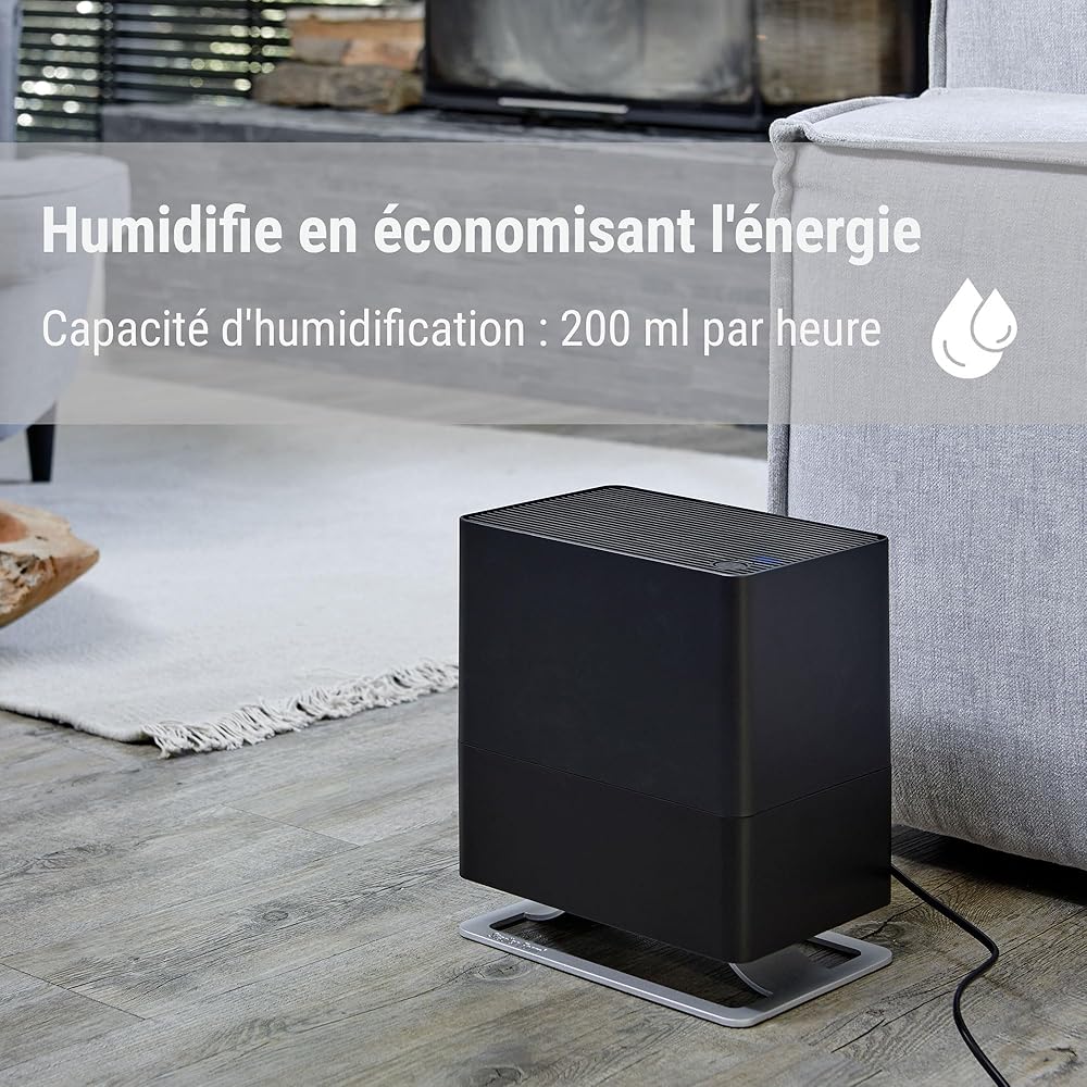 Humidificateur d'air Oskar little de Stadler Form, humidificateur à économie d'énergie pour des pièces jusqu'à 30 m², humidificateur silencieux avec arrêt automatique, LEDs à intensité variable, noir : Cuisine et Maison