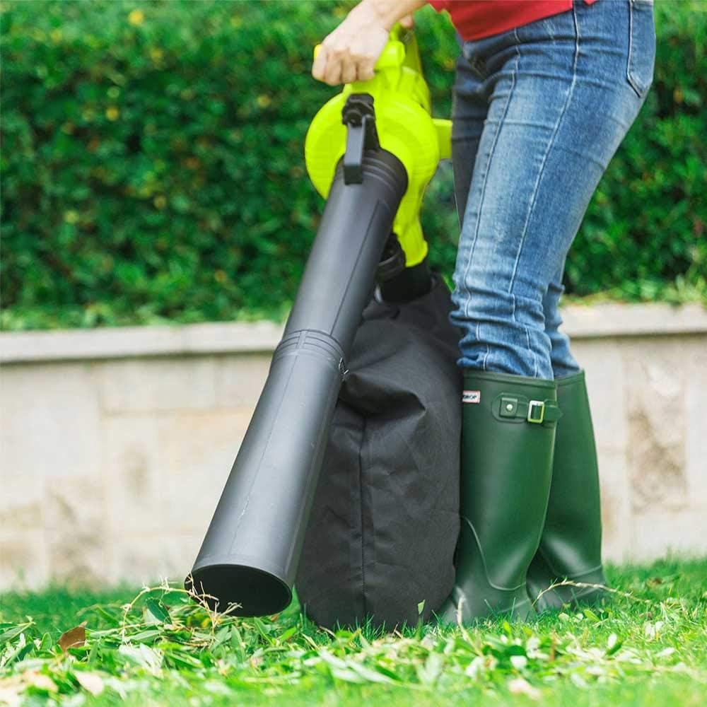 BAKAJI Extracteur de feuilles électrique de jardin 3 en 1 aspirateur déchiqueteuse et souffleur à feuilles, puissance 3000 W avec réservoir de collecte 40 l et bandoulière pour entretien, avec fil : Jardin