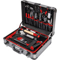 STIER Mallette à outils complète, boîte à outils en aluminium de 144 pièces, outils universels pour les réparations quotidiennes, y compris tournevis, ciseaux, pinces et scies : Bricolage