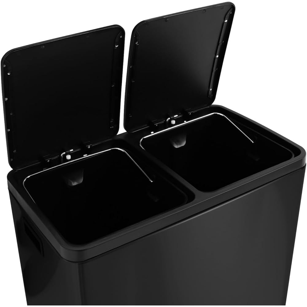 IDMarket Poubelle de Tri Sélectif 2x30L Noir