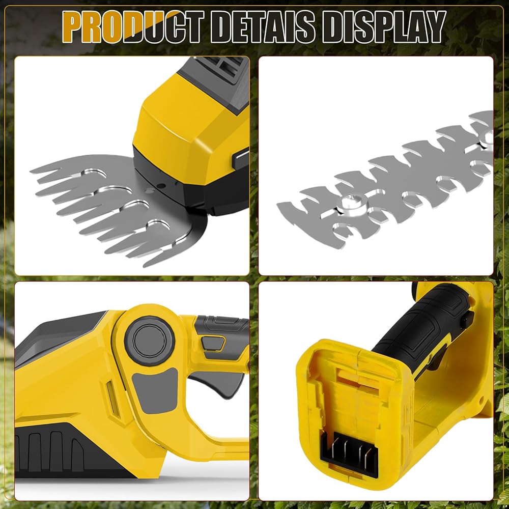 Taille-haie et cisaille à Gazon sans Fil 2 en 1 Compatible avec Dewalt 20V Batterie, 150W Cisaille à arbustes électrique 90° réglable avec 2 Lames pour Couper Les arbustes et l'herbe (sans Batterie) : Jardin