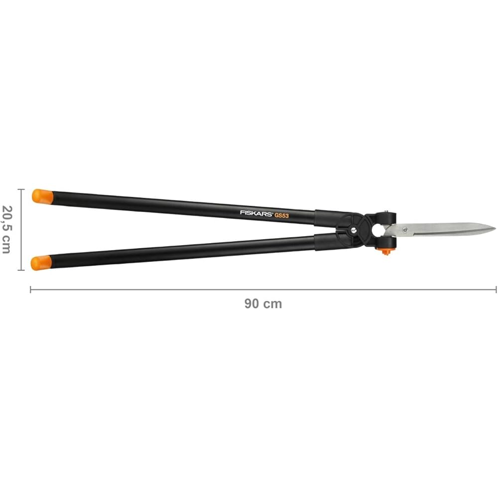 Fiskars Cisaille à Levier multifonctions pour haies & gazon, Portée max.: 2,5 m, Noir/Orange, PowerLever, GS53, 1001565 : Jardin