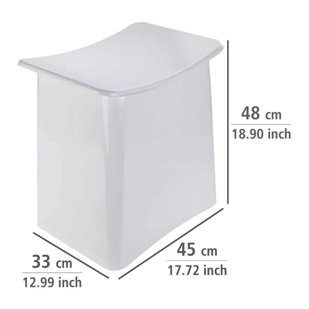 WENKO Tabouret de Salle de Bain Panier à Linge 33L Blanc