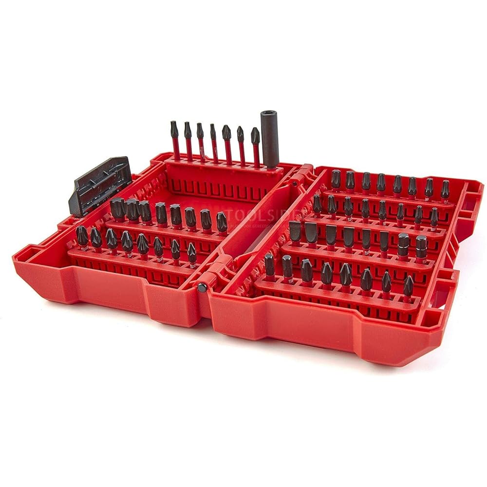 Milwaukee 4932430907 Shockwave Jeu de 56 mèches et embouts de tournevis, rouge : Bricolage