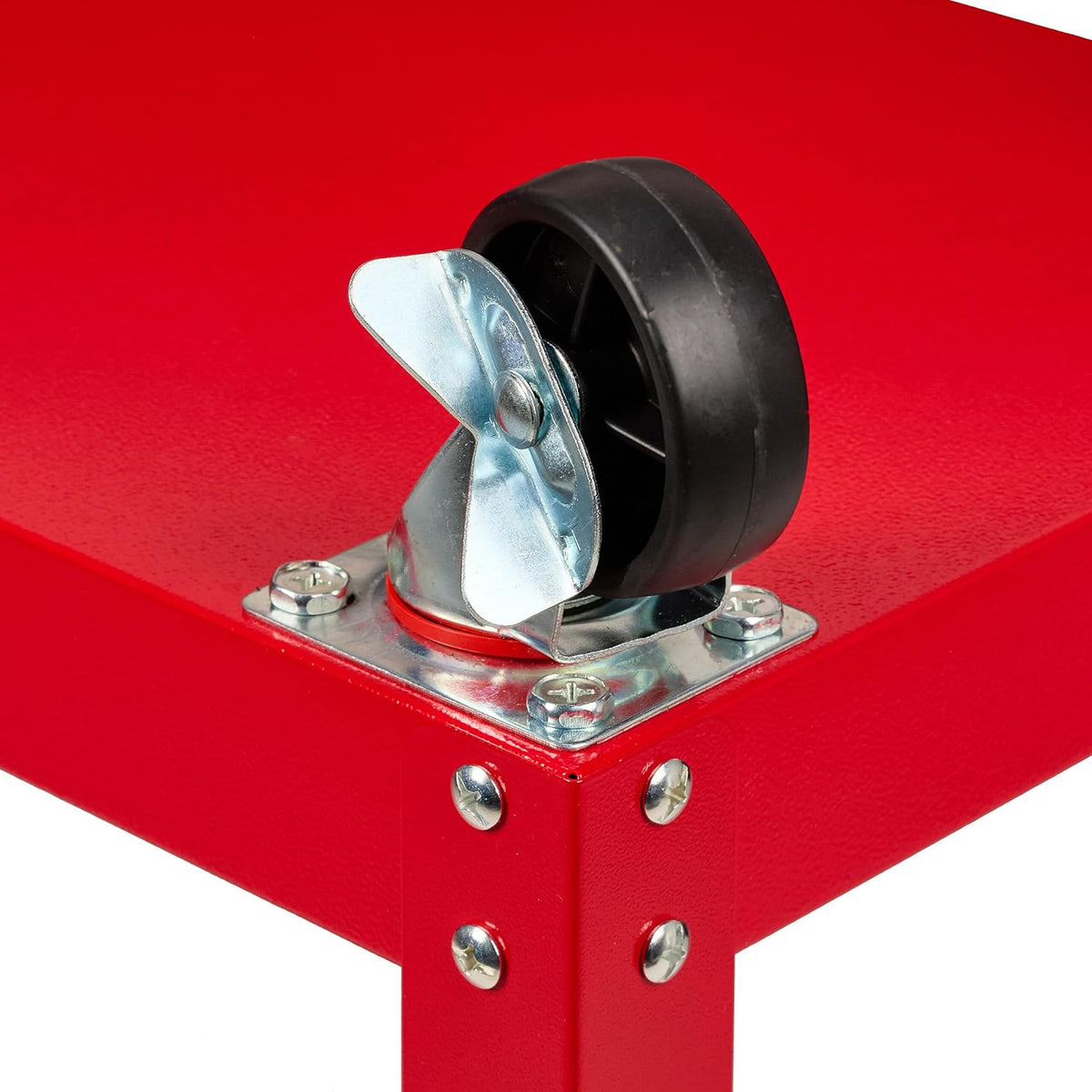 Relaxdays Chariot d'atelier, 2 Niveaux, Charge maximale : env. 100 kg, H x L x P : 76 x 78 x 35 cm, Rouge : Bricolage