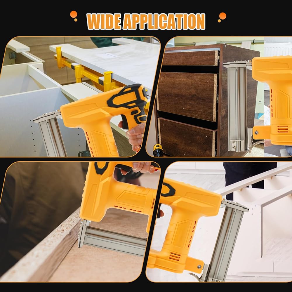18GA Pistolet à clouer sans fil pour Dewalt 20 V batterie, agrafeuse électrique 2 en 1 avec 1000 clous et 500 agrafes pour menuiserie en bois : Bricolage