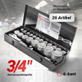 FORCEKRAFT FK-68263-5 Jeu de 26 douilles 3/4" et 1" avec coffret en métal : Autres
