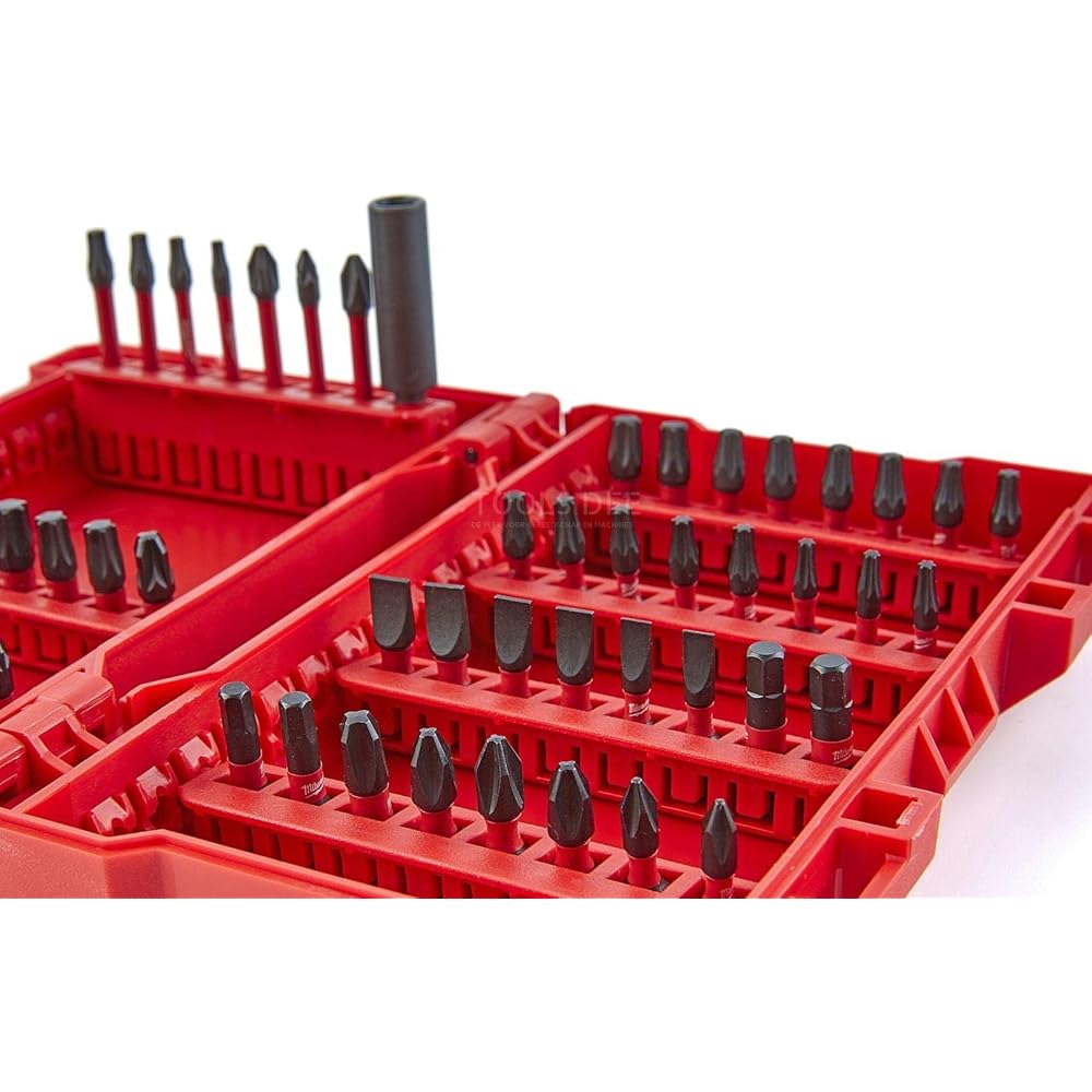 Milwaukee 4932430907 Shockwave Jeu de 56 mèches et embouts de tournevis, rouge : Bricolage