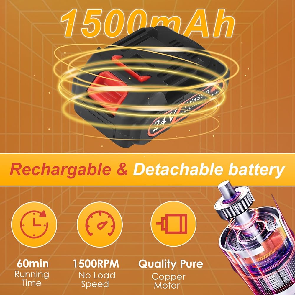 2 en 1 Taille Haie Electrique sans Fil, 24V Cisaille à Gazon sur Batterie Rechargeable avec 2 Lames et Chargeur, 2*Batterie 1500 mAh, Coupe Haie sans Fil pour Arbustes, Jardin, Gazon, Pelouse : Jardin