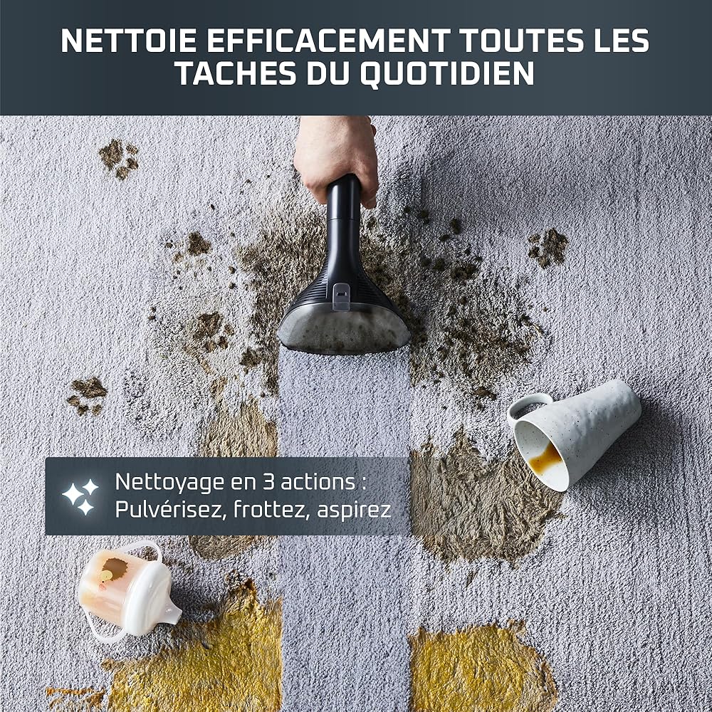 Rowenta X-Clean 10 et Clean it Aspirateur laveur sans fil et shampouineuse pour sols durs tapis et moquettes