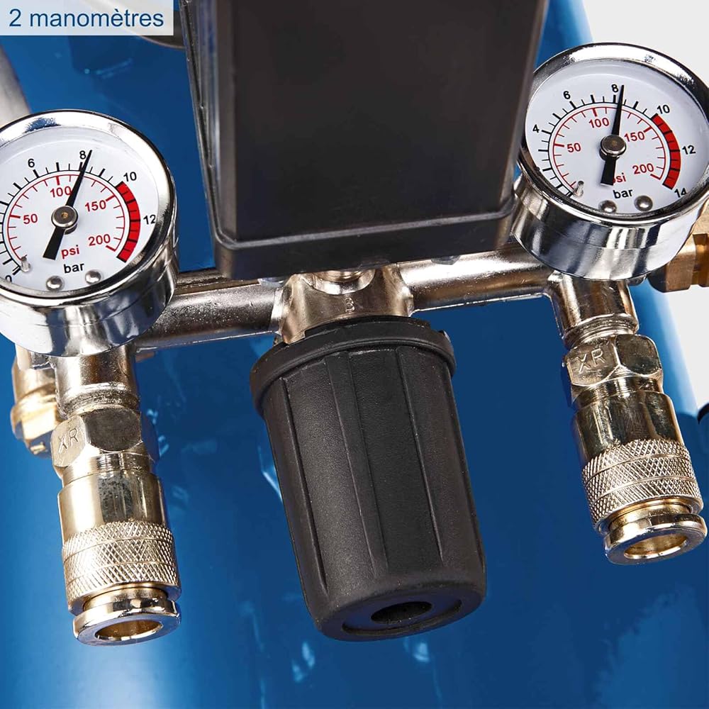 Scheppach HC53DC Compresseur d'air bicylindre 2200 W cuve 50 L pression 10 bar débit 412 L/min