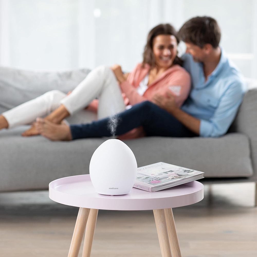 medisana | AD 635 | Diffuseur d'arôme | Verre givré | Désodorisant | Lampe à parfum avec timer | Parfum d'ambiance électrique | Huiles essentielles parfumées | Lumière bien-être 6 couleurs | 100 ml : Beauté et Parfum