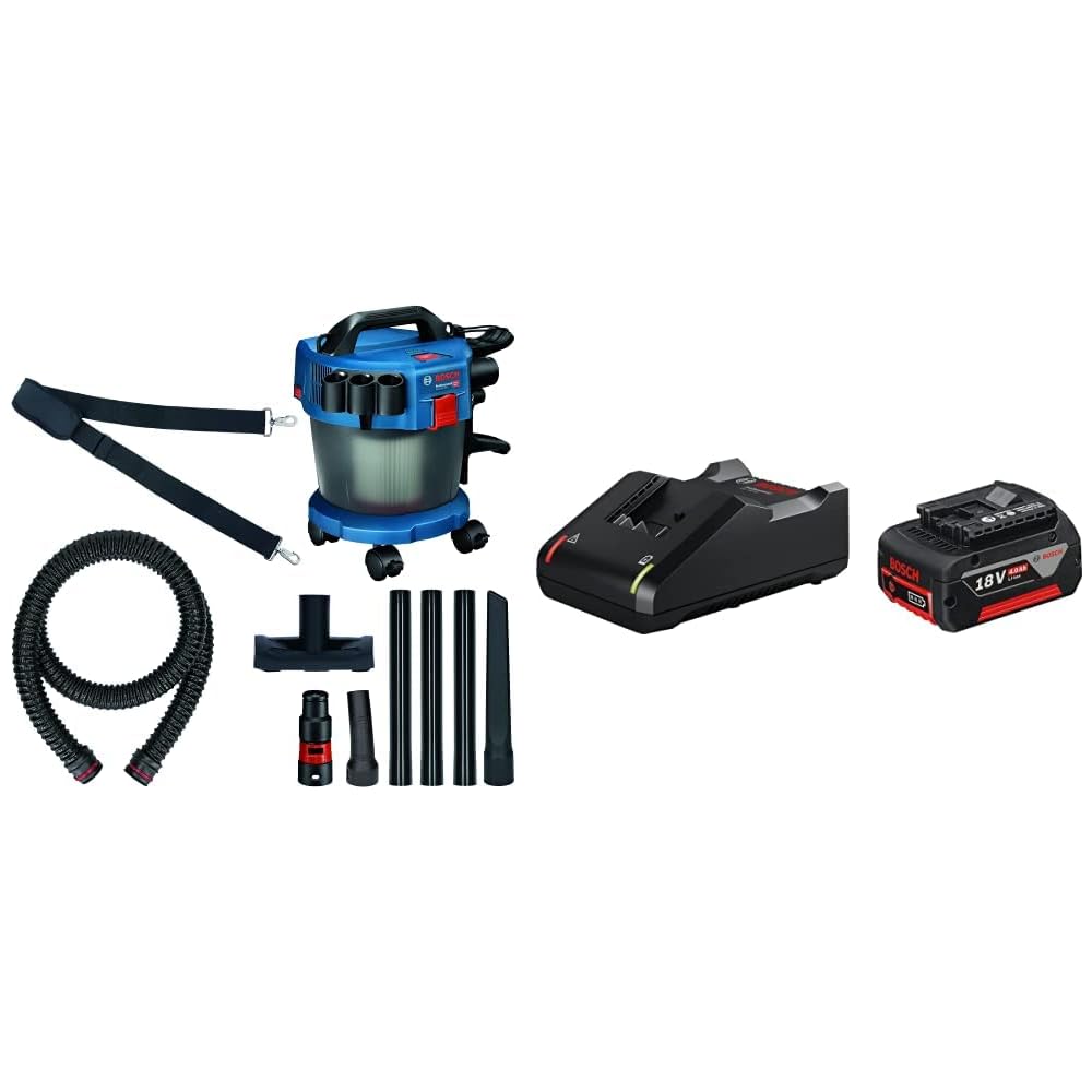 Bosch Professional 18V System aspirateur Eau et poussière sans-Fil Gas 18V-10 L (avec Flexible de 6 m) & 18V System Set de Base sans Fil Comprenant Chargeur Gal 18V-40 et 1 Batterie 4,0 Ah : Cuisine et Maison