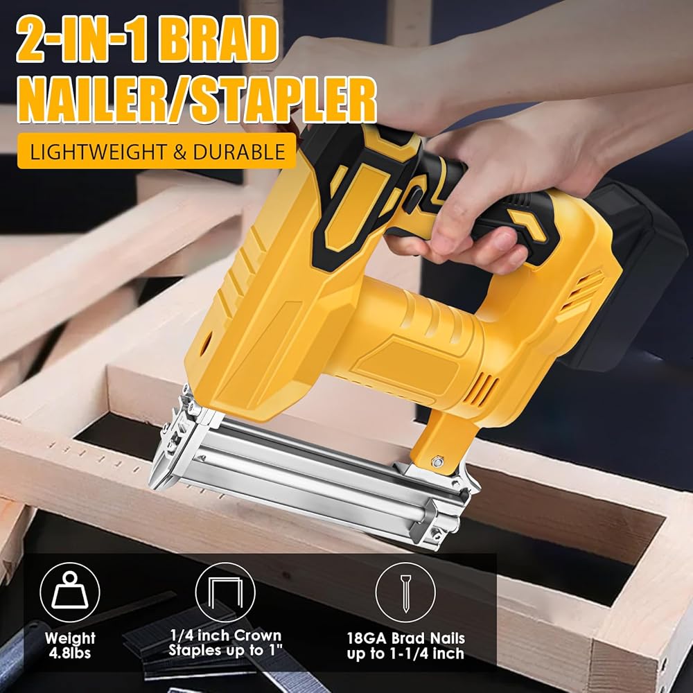 Agrafeuse électrique sans fil compatible avec batterie Dewalt 20 V, 100 W, agrafeuse électrique pour bois, avec 500 clous et 500 agrafes – Sans batterie ni chargeur : Bricolage