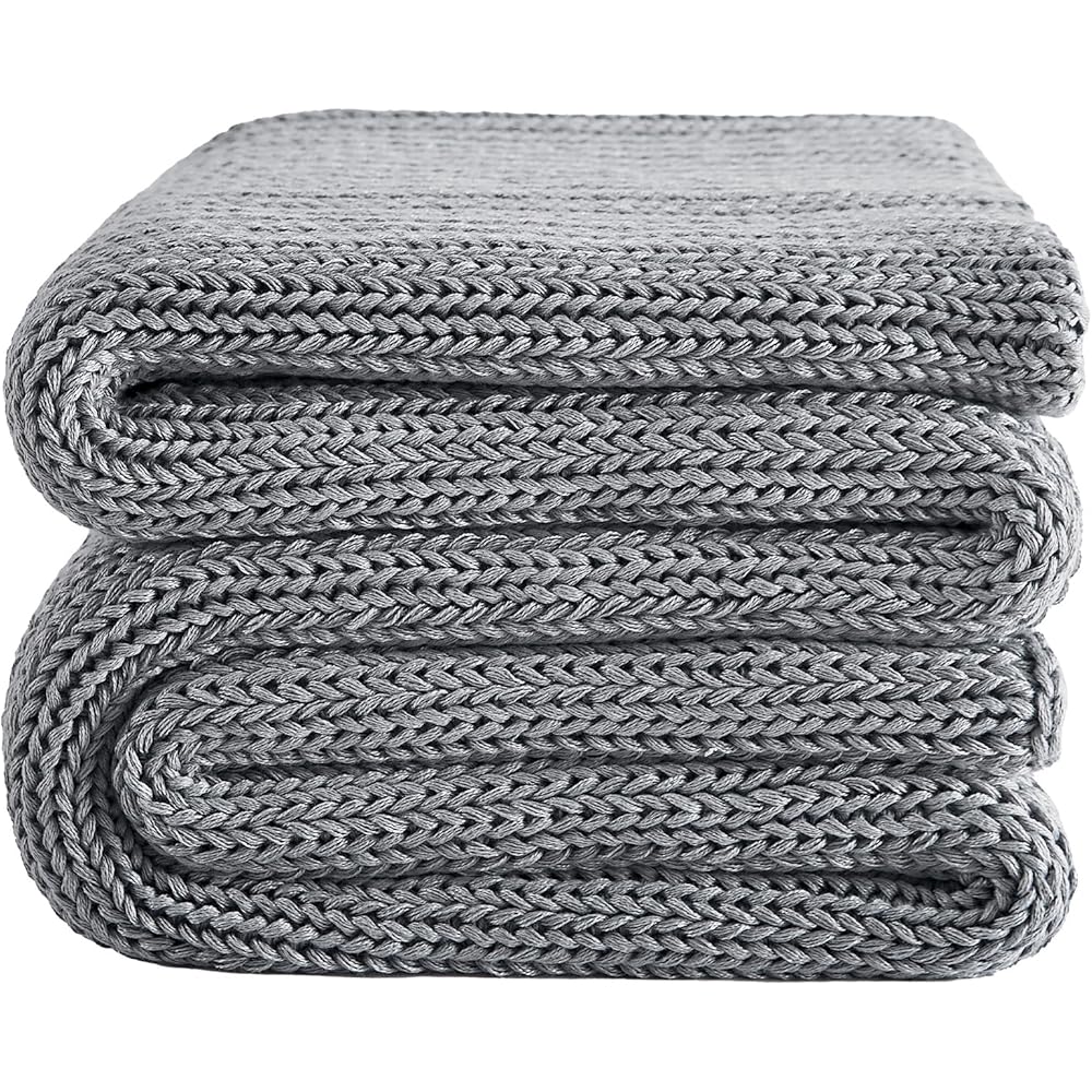 L'AGRATY Couverture lestée en Tricot – 152,4 x 203,2 cm, 6,8 kg – Couverture Lourde rafraîchissante en Tricot épais pour Adultes – Couverture décorative en Tricot torsadé épais sans Perles – Lestée : Cuisine et Maison