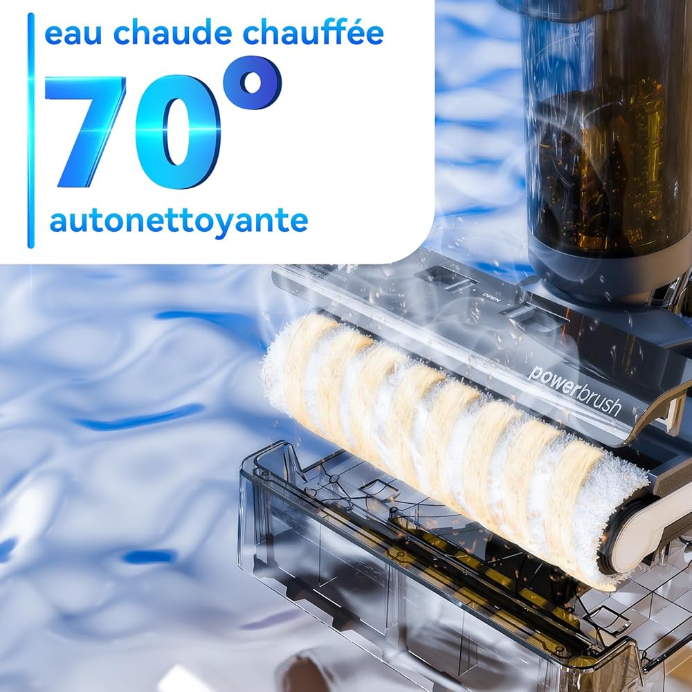 JONR ED12 Pro Aspirateur Eau et poussière sans Fil, Nettoyage Triangulaire, autonettoyage à l'eau Chaude, séchage à l'air Chaud, réservoir d'eau de 850 ML : Cuisine et Maison
